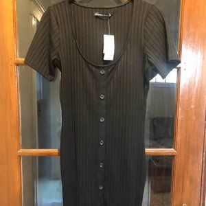 Abercrombie & Fitch Black Ribbed Fitted T-Shirt Dress